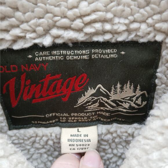 VTG Y2K Old Navy Corduroy Trucker Jacket Men's Large Sherpa Lined Brown SZ Large - Picture 3 of 7